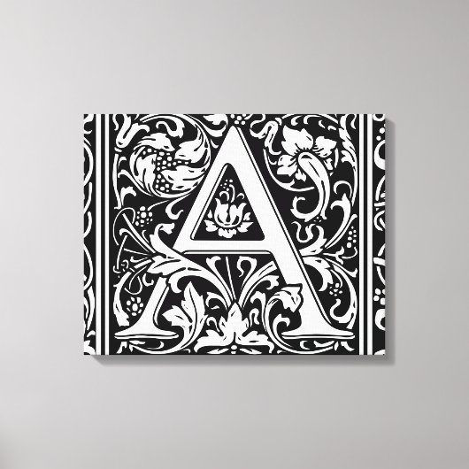 Letter A Medival Monogram Art Nouveau Leinwanddruck (Vorderseite)
