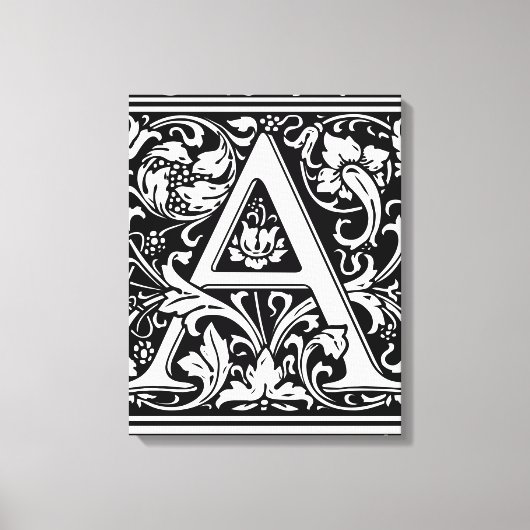 Letter A Medival Monogram Art Nouveau Leinwanddruck (Vorderseite)