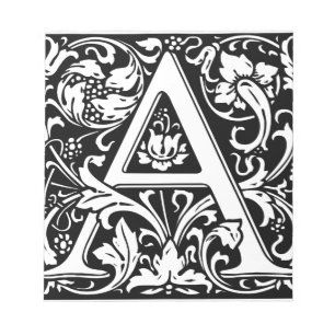 Letter A Medival Monogram Art Nouveau Notizblock