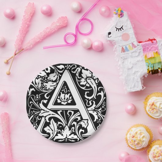 Letter A Medival Monogram Art Nouveau Pappteller (Party)
