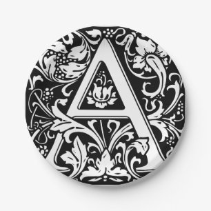 Letter A Medival Monogram Art Nouveau Pappteller