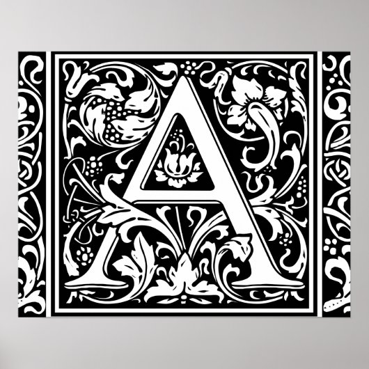 Letter A Medival Monogram Art Nouveau Poster (Vorne)