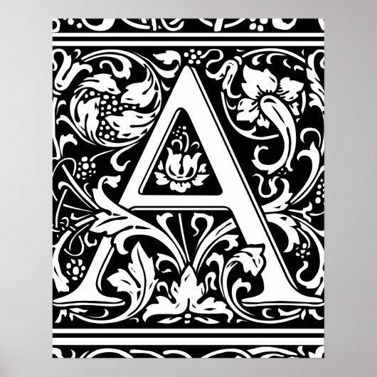 Letter A Medival Monogram Art Nouveau Poster (Vorne)