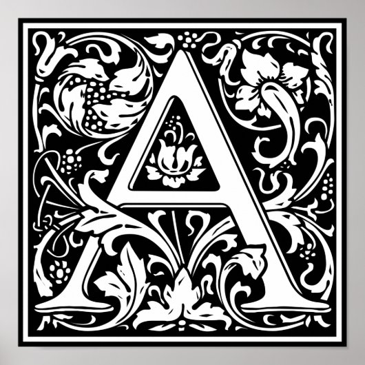 Letter A Medival Monogram Art Nouveau Poster (Vorne)