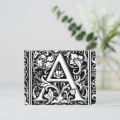 Letter A Medival Monogram Art Nouveau Postkarte (Stehend Vorderseite)