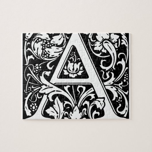 Letter A Medival Monogram Art Nouveau Puzzle (Horizontal)