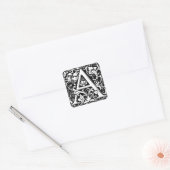 Letter A Medival Monogram Art Nouveau Quadratischer Aufkleber (Umschlag)