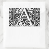 Letter A Medival Monogram Art Nouveau Rechteckiger Aufkleber (Tasche)