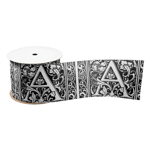 Letter A Medival Monogram Art Nouveau Satinband (Spule)
