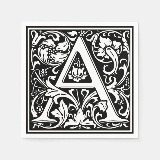 Letter A Medival Monogram Art Nouveau Serviette (Vorderseite)