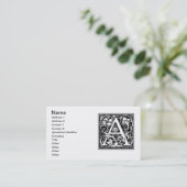 Letter A Medival Monogram Art Nouveau Visitenkarte (Stehend Vorderseite)