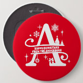 Letter A Monogram, Initial Family Name Gruß Button (Vorne & Hinten)
