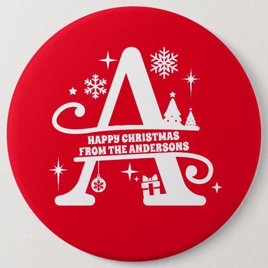 Letter A Monogram, Initial Family Name Gruß Button (Vorderseite)