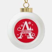 Letter A Monogram, Initial Family Name Gruß Keramik Kugel-Ornament (Vorderseite)