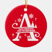 Letter A Monogram, Initial Family Name Gruß Keramik Ornament (Vorne)