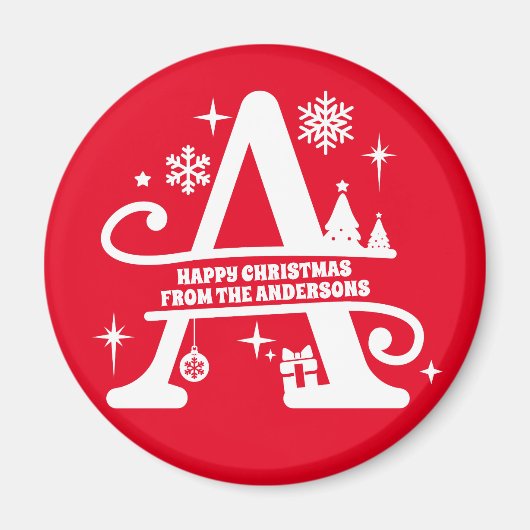 Letter A Monogram, Initial Family Name Gruß Magnet (Vorne)