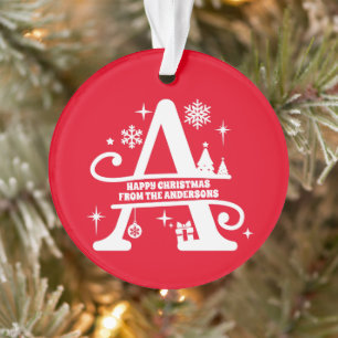 Letter A Monogram, Initial Family Name Gruß Ornament