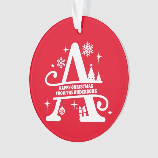 Letter A Monogram, Initial Family Name Gruß Ornament (Vorderseite)