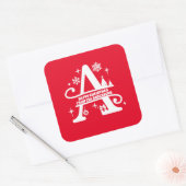 Letter A Monogram, Initial Family Name Gruß Quadratischer Aufkleber (Umschlag)