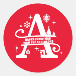 Letter A Monogram, Initial Family Name Gruß Runder Aufkleber