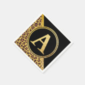 Letter A Monogram Leopard Print Gold and Black Serviette (Ecke)