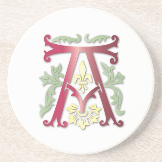 Letter A Monogram-Lilie Sandstein Untersetzer (Vorne)