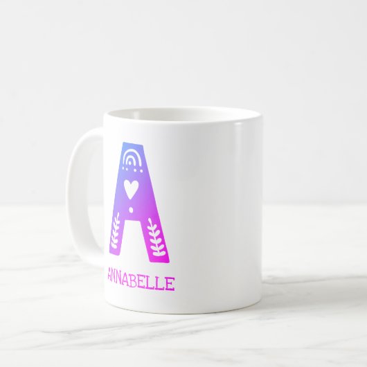 Letter A Monogram Name Kids Kaffeetasse (Vorderseite Links)