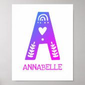 Letter A Monogram Name Kids Poster (Vorne)