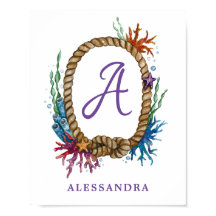 Letter A Monogram Under Sea Poster