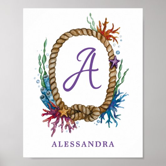 Letter A Monogram Under Sea Poster (Vorne)
