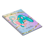 Letter A Monogram Watercolor Niedlich Mermaid Kind Notizblock (Rechte Seite)