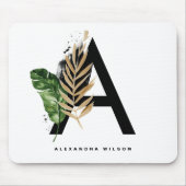  Letter A Monogramm | Gold Foil Tropical Monogram Mousepad (Vorne)