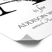 Letter A New Baby Floral Monogram Birth Poster (Ecke)