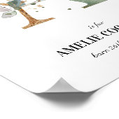 Letter A New Baby Monogram Birth Print Green Poster (Ecke)