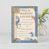 Letter A Royal Medieval 1st Birthday Invitation Einladung (Stehend Vorderseite)