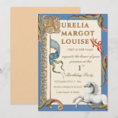 Letter A Royal Medieval 1st Birthday Invitation Einladung (Vorne/Hinten)