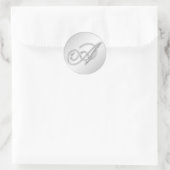 Letter A-Skript erste Imitate Silber-Monogramm-Gef Runder Aufkleber (Tasche)