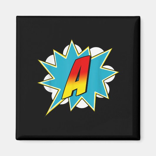 Letter A Superhero Name Comic Letter Retro Costume Magnet (Vorne)