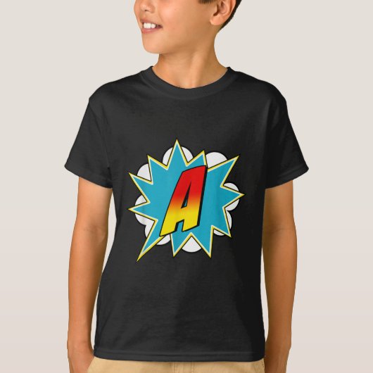 Letter A Superhero Name Comic Letter Retro Costume T-Shirt (Vorderseite)