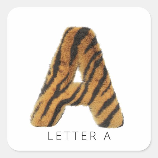 Letter A tiger Quadratischer Aufkleber (Vorderseite)