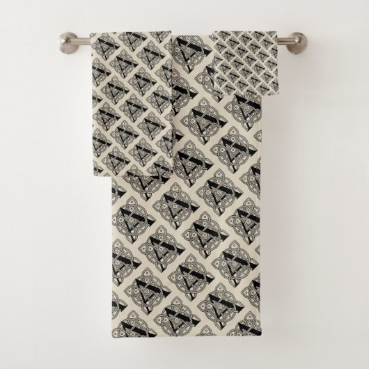Letter A Vintag Celtic Knot Monogram Badhandtuch Set (Insitu)