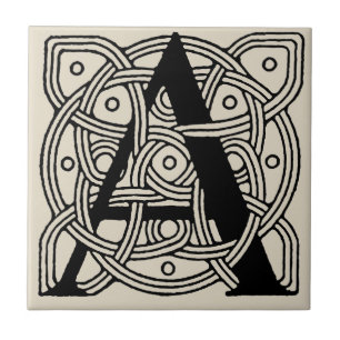Letter A Vintag Celtic Knot Monogram Fliese