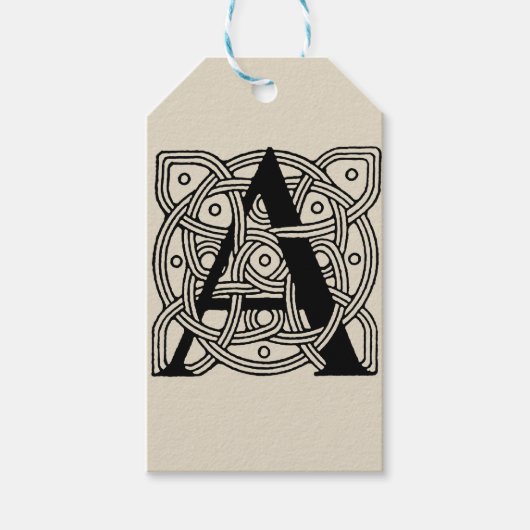 Letter A Vintag Celtic Knot Monogram Geschenkanhänger (Vorderseite)