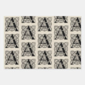 Letter A Vintag Celtic Knot Monogram Geschenkpapier Set (Vorderseite 2)