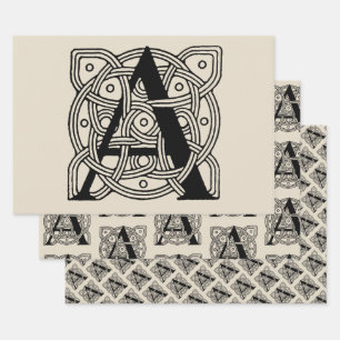 Letter A Vintag Celtic Knot Monogram Geschenkpapier Set