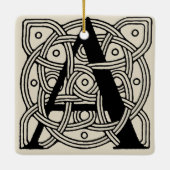 Letter A Vintag Celtic Knot Monogram Keramikornament (Rückseite)