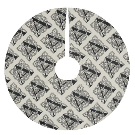 Letter A Vintag Celtic Knot Monogram Polyester Weihnachtsbaumdecke (Vorderseite)