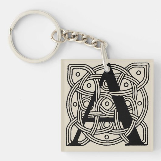 Letter A Vintag Celtic Knot Monogram Schlüsselanhänger (Vorderseite)