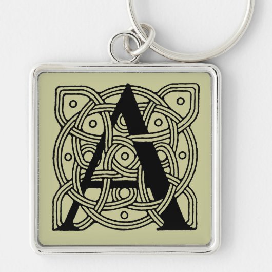 Letter A Vintage Celtic Knot Monogram Schlüsselanhänger (Vorne)