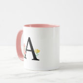 Letter A Watercolor Floral Blume Monogramm Tasse (Vorderseite Links)